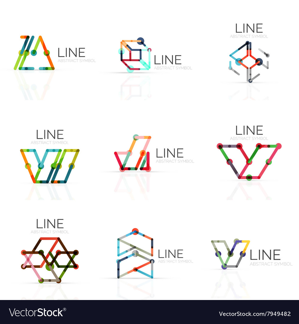 Set of linear abstract logos connected