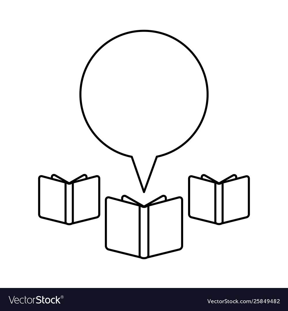 Set textbooks with speech bubble