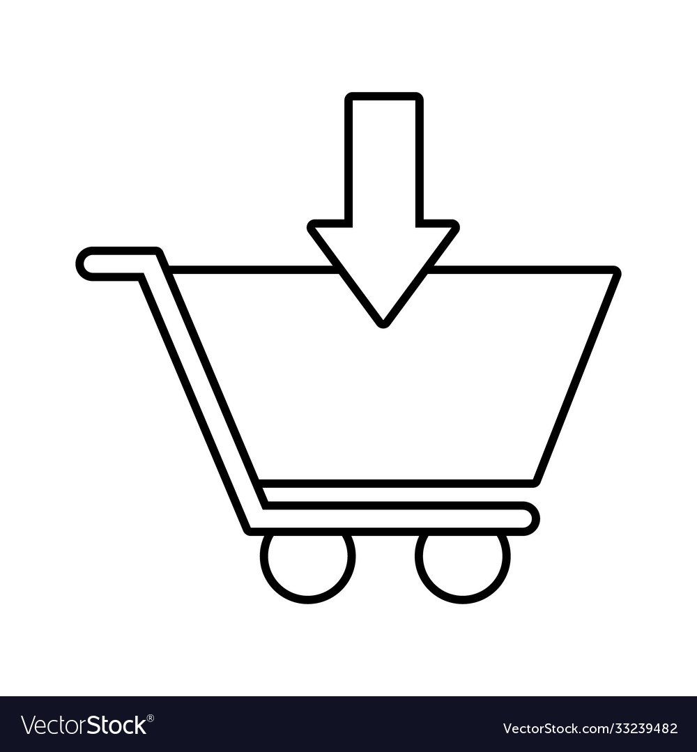 Shopping cart with arrow down line style icon