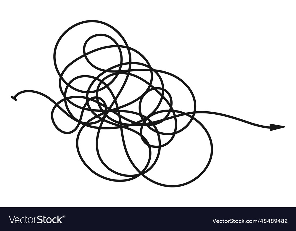 Tangled line arrow chaotic direction pointer icon