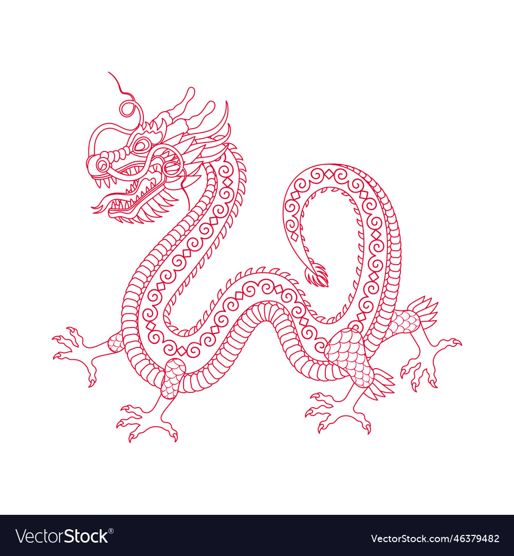 Traditional White Red Chinese Dragon Zodiac Sign Vector Image Traditional White Red Chinese Dragon Zodiac Sign Vector Image