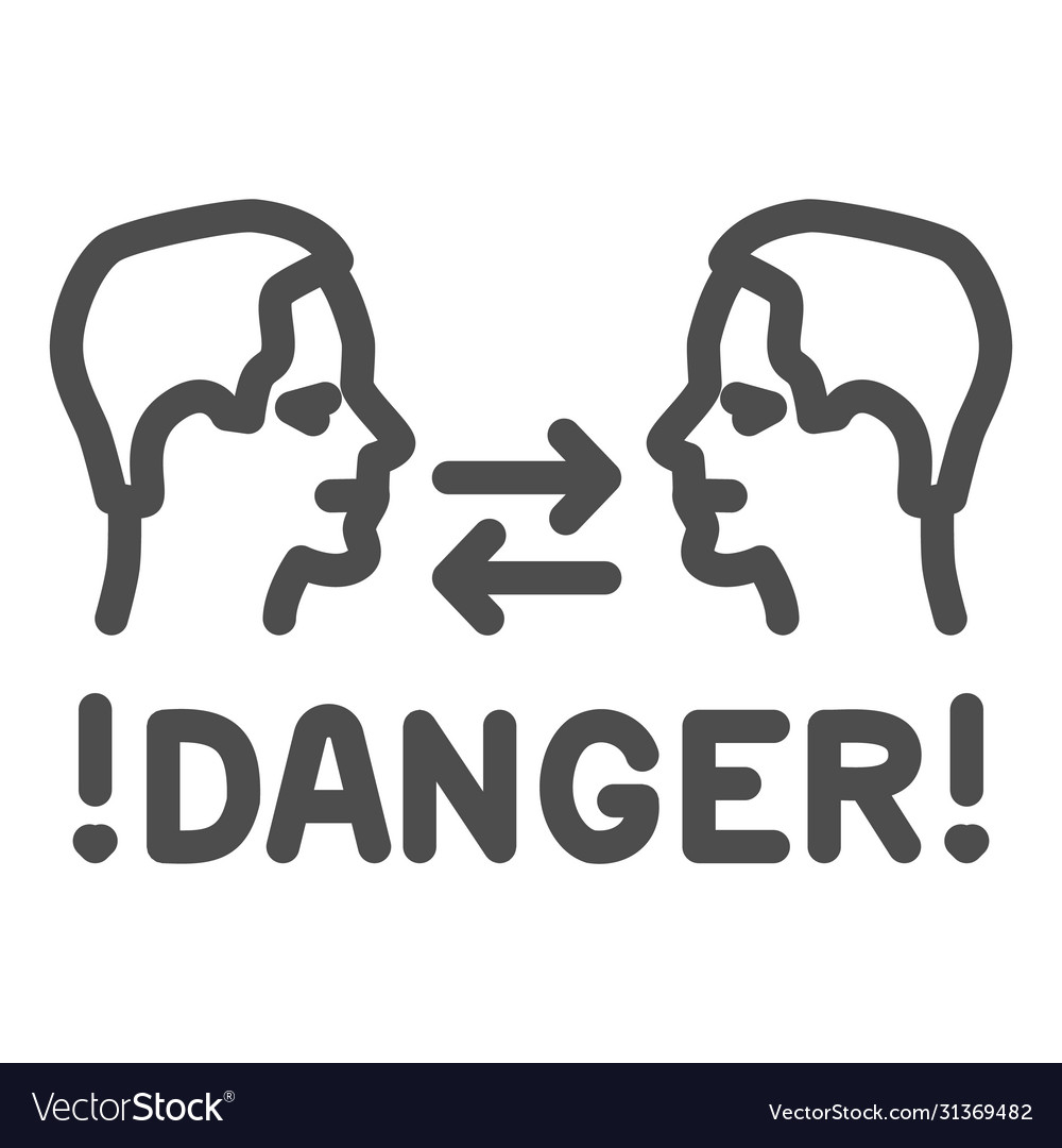 Two heads with arrows and danger warning line icon