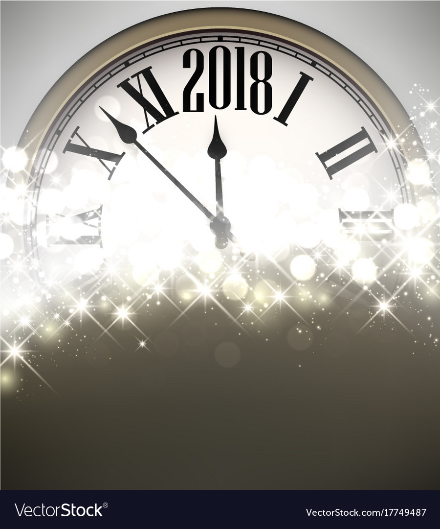 2018 new year background with clock