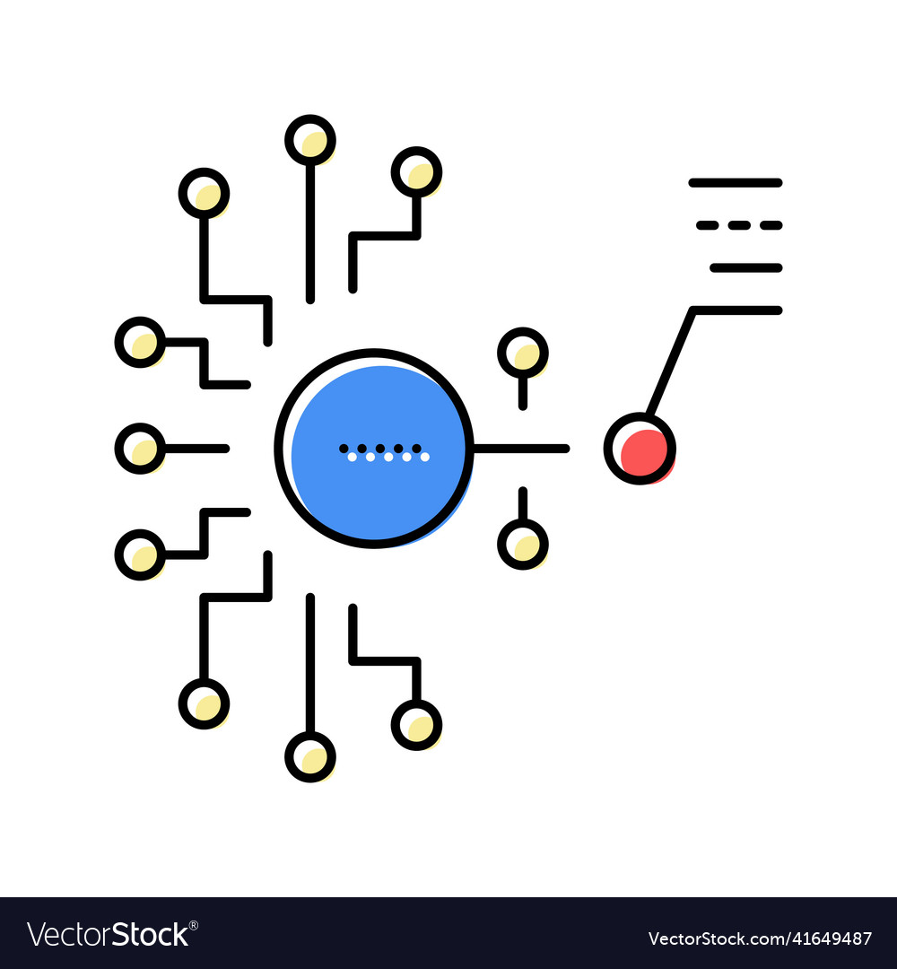 Artificial model neural network color icon vector image Artificial model neural network color icon