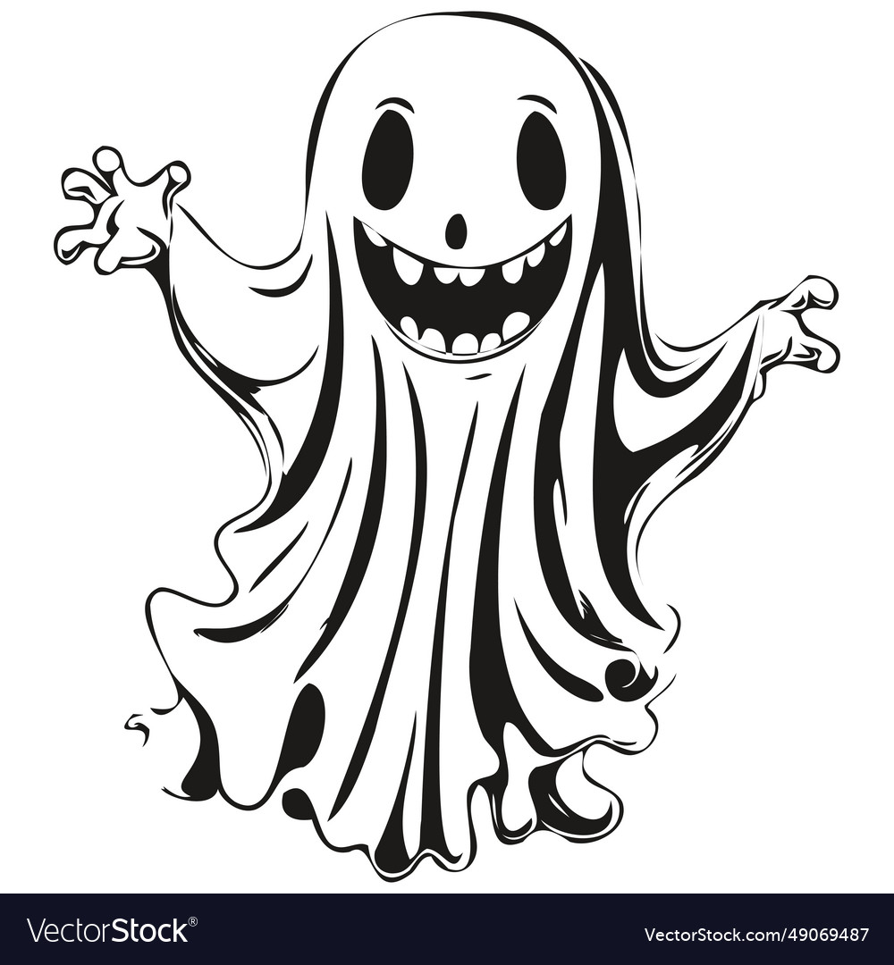 Black and white hand-drawn ghostly haunting Vector Image