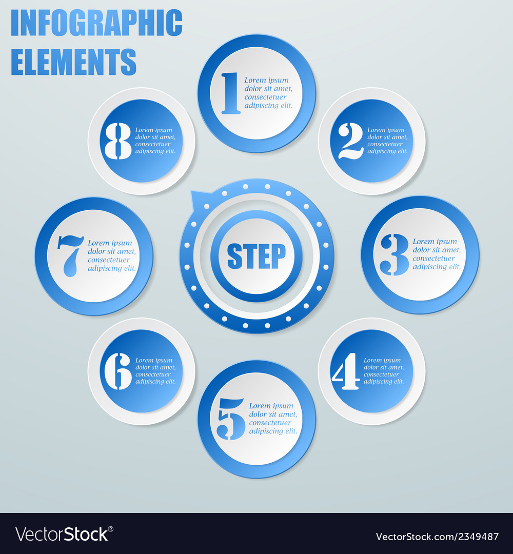 Business info graphic from circles with pointer