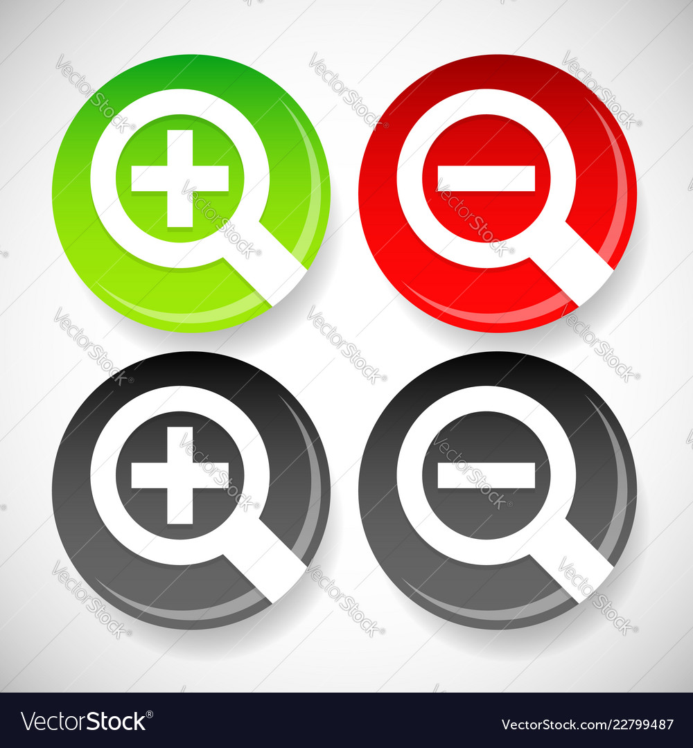 Circle zoom in zoom out icons with magnifier Vector Image