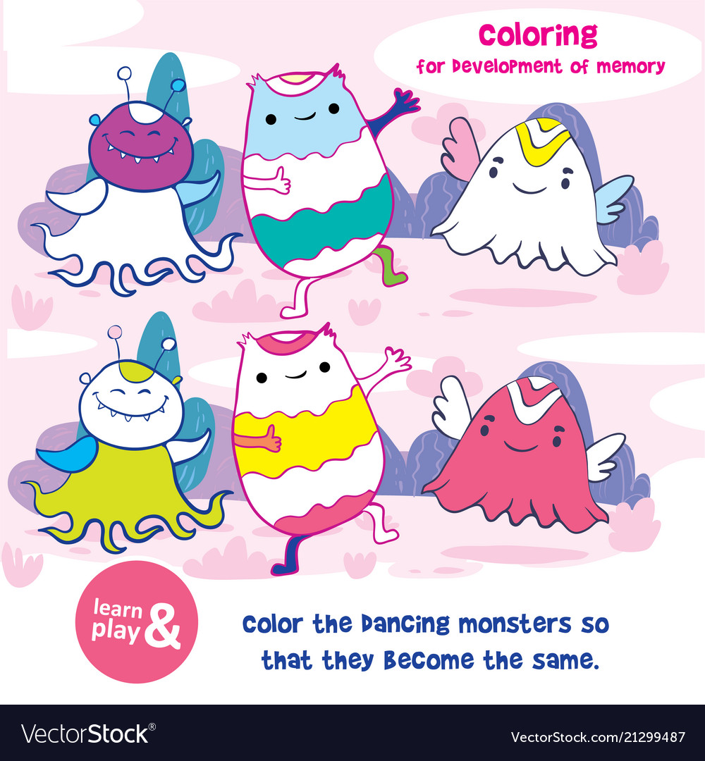 Coloring exercise for development memory paint Vector Image Coloring exercise for development memory paint