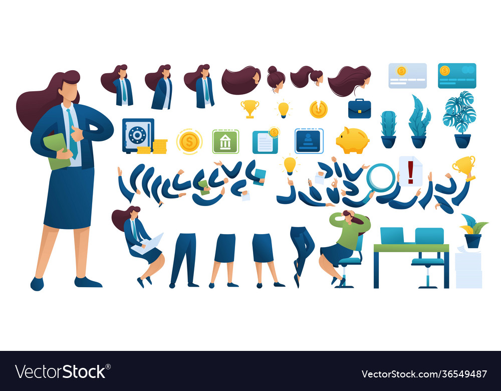 Constructor for creating a businesswoman create vector image Constructor for creating a businesswoman create