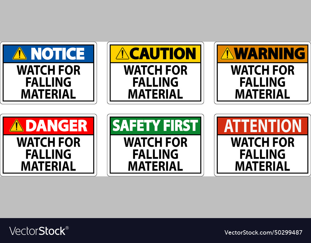 Danger sign watch for falling material