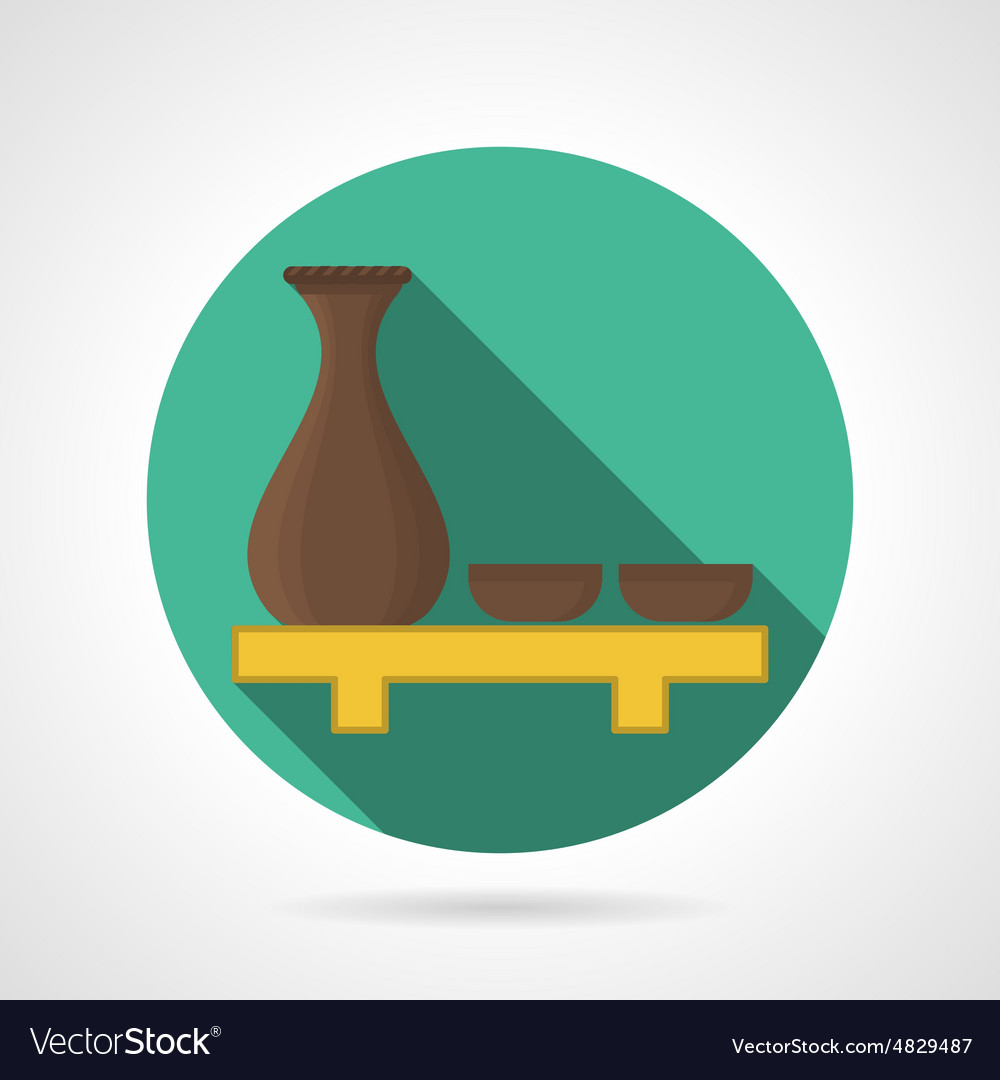 Flat color sake set icon
