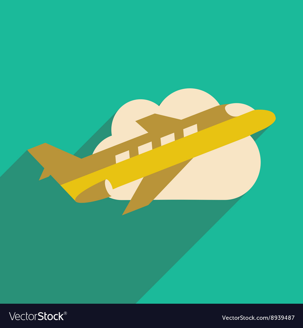 Flat with shadow icon and mobile application plane