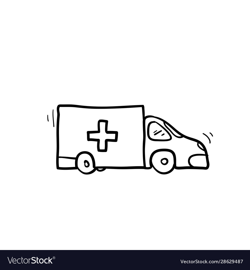Hand drawn ambulance icon with doodle cartoon Vector Image Hand drawn ambulance icon with doodle cartoon Vector Image