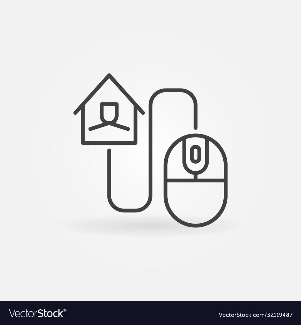 House with computer mouse linear concept vector image House with computer mouse linear concept