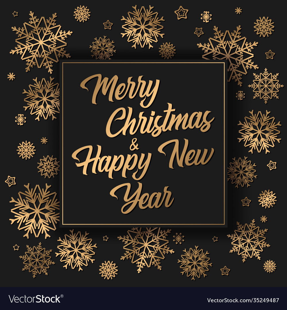 Merry christmas banner with gold lettering Vector Image