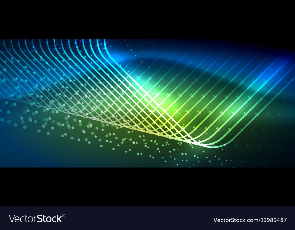 Neon glowing techno lines Royalty Free Vector Image