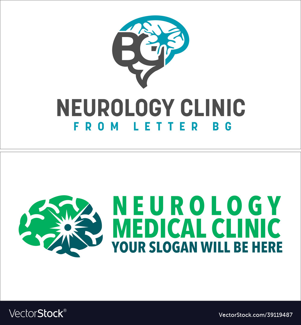 Neurology medical clinic with letter bg and brain