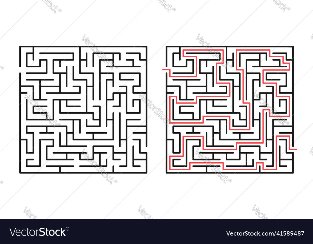Rgb abstract maze labyrinth with entry and exit