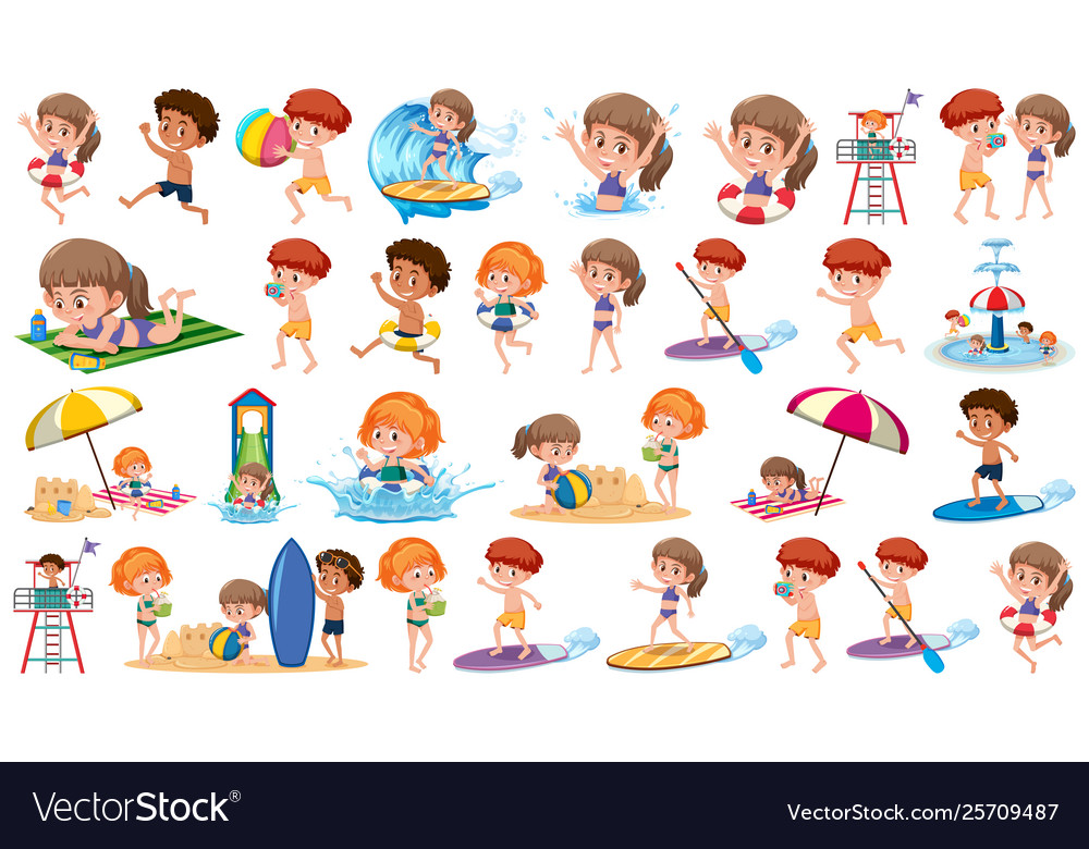 Set holiday kids Royalty Free Vector Image - VectorStock