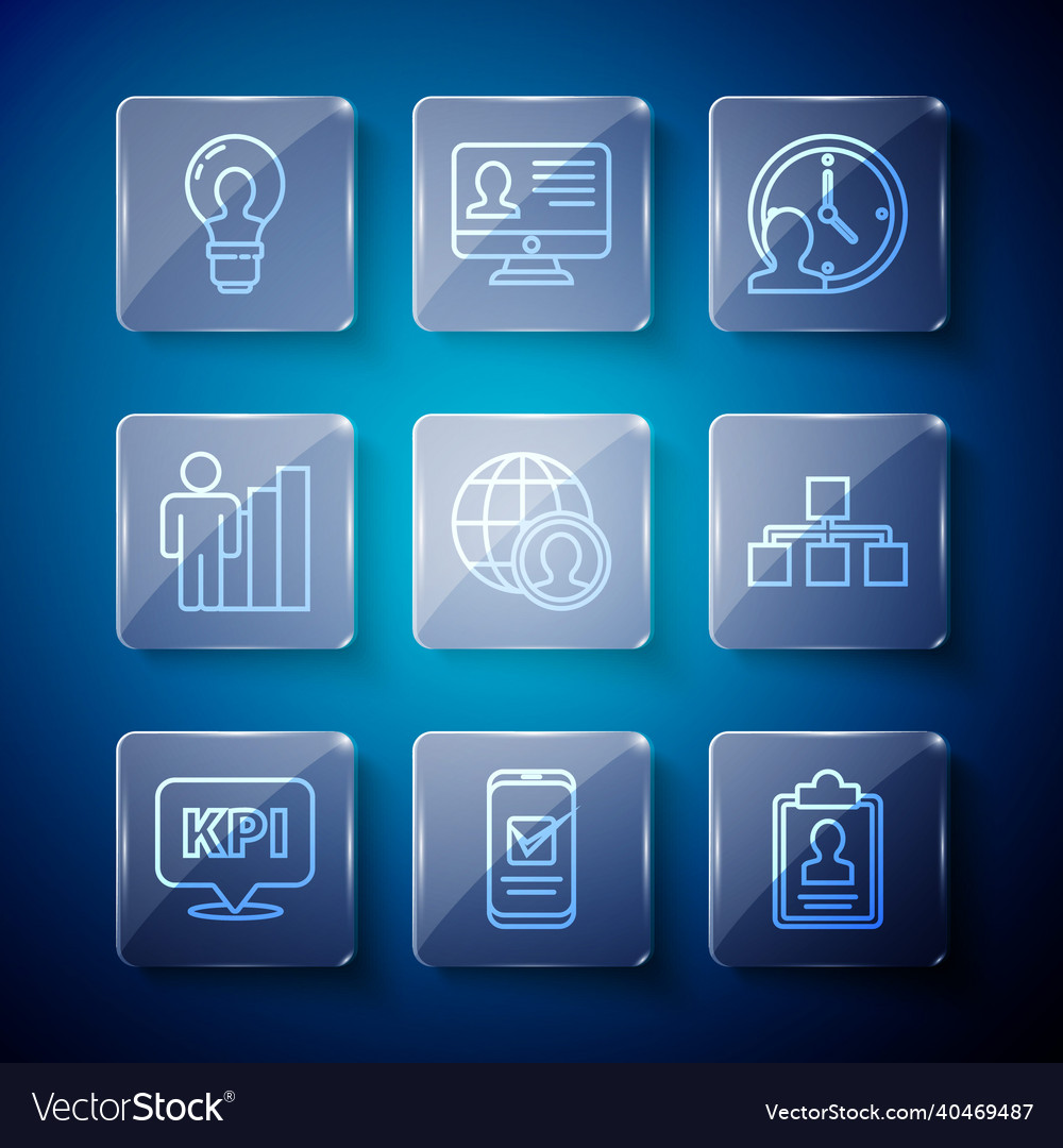 Set line key performance indicator smartphone vector image Set line key performance indicator smartphone