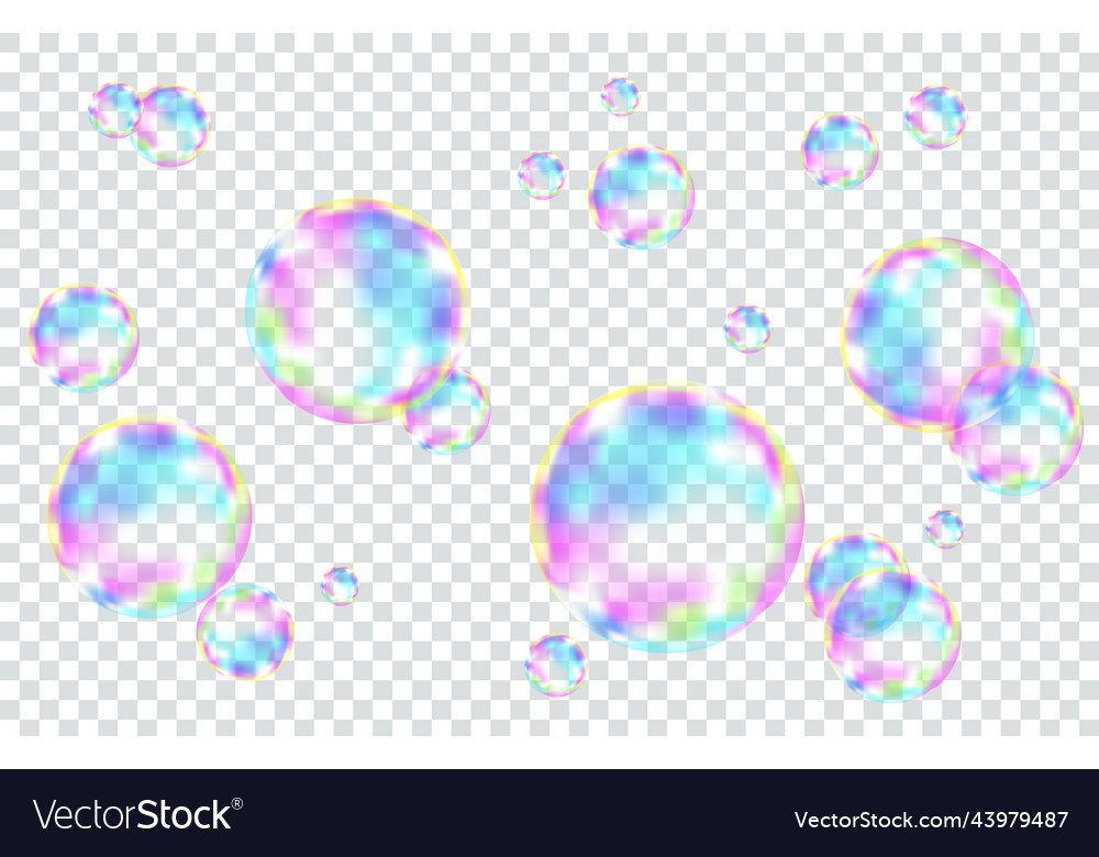 Set of realistic transparent colorful soap bubbles Vector Image Set of realistic transparent colorful soap bubbles