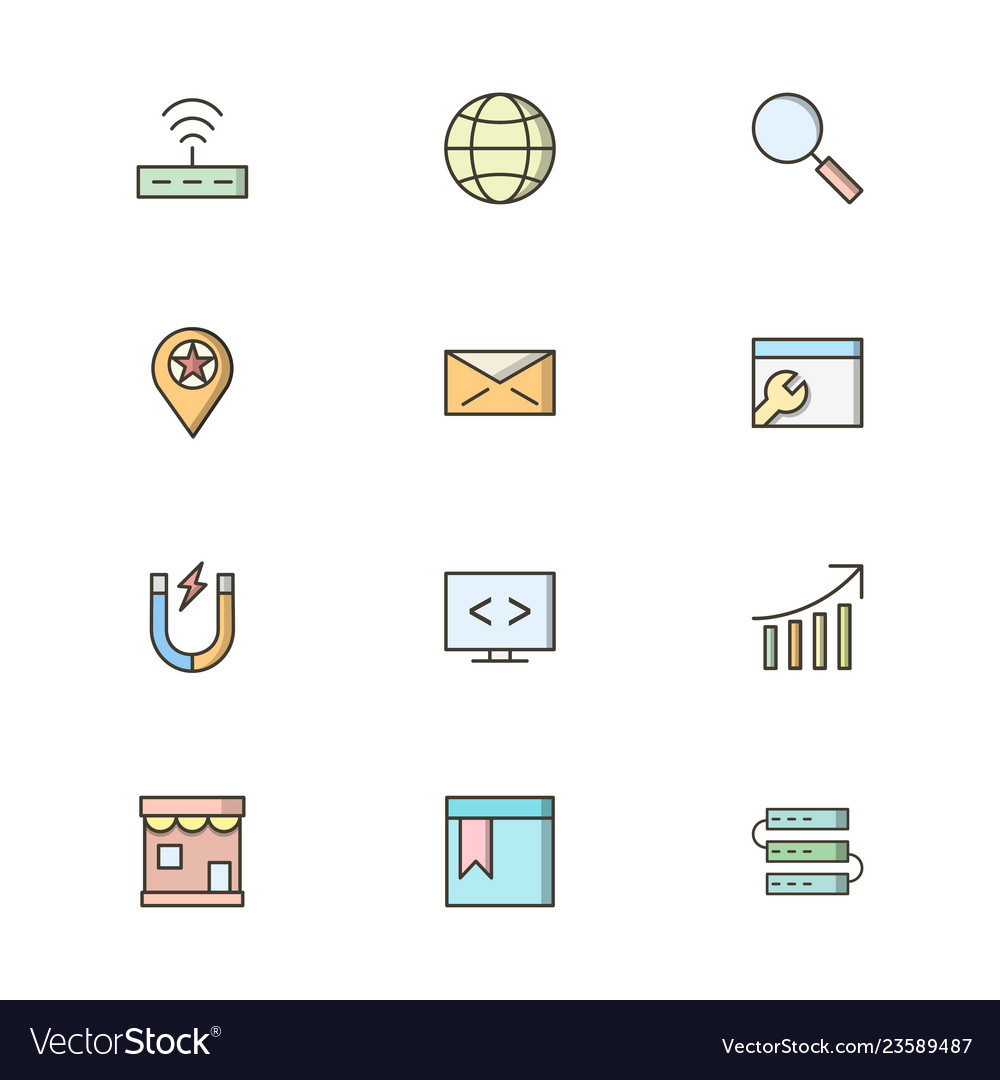 Set of seo search engine optimization icons