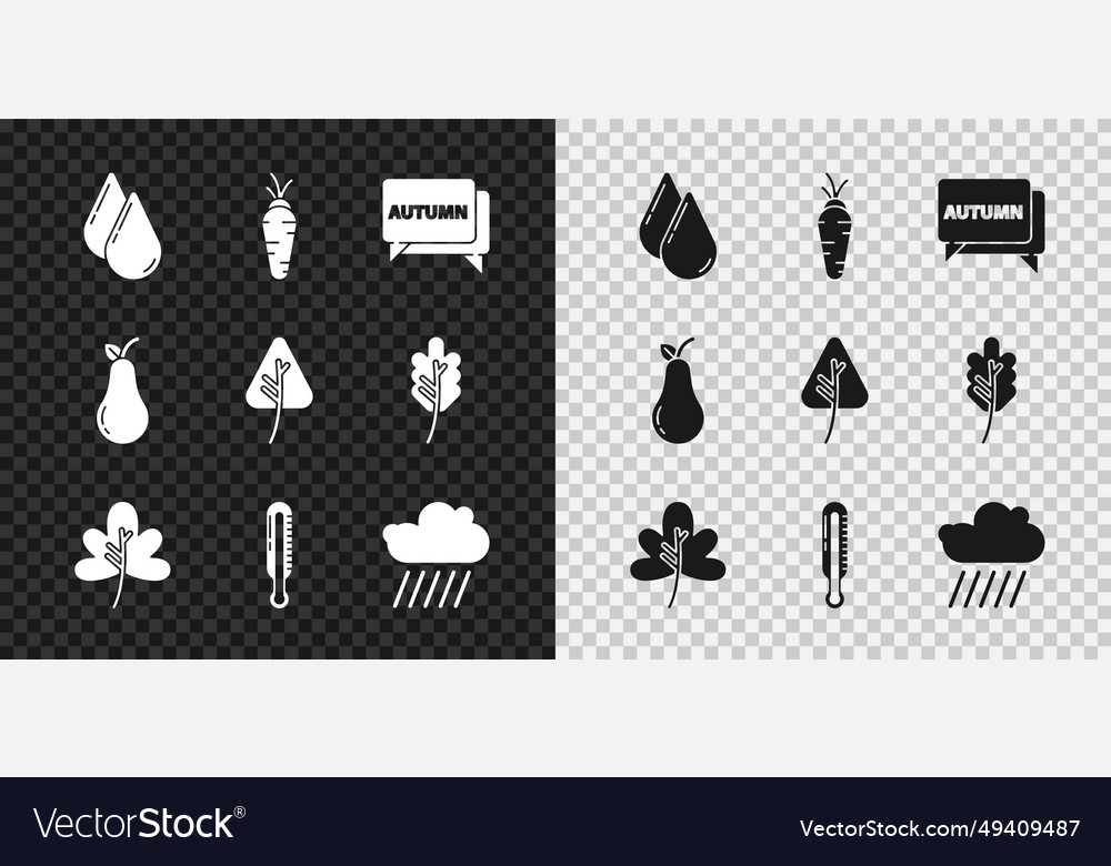 Set water drop carrot speech bubble with text vector image Set water drop carrot speech bubble with text