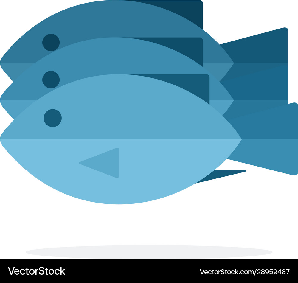 Three fresh fish flat isolated Royalty Free Vector Image