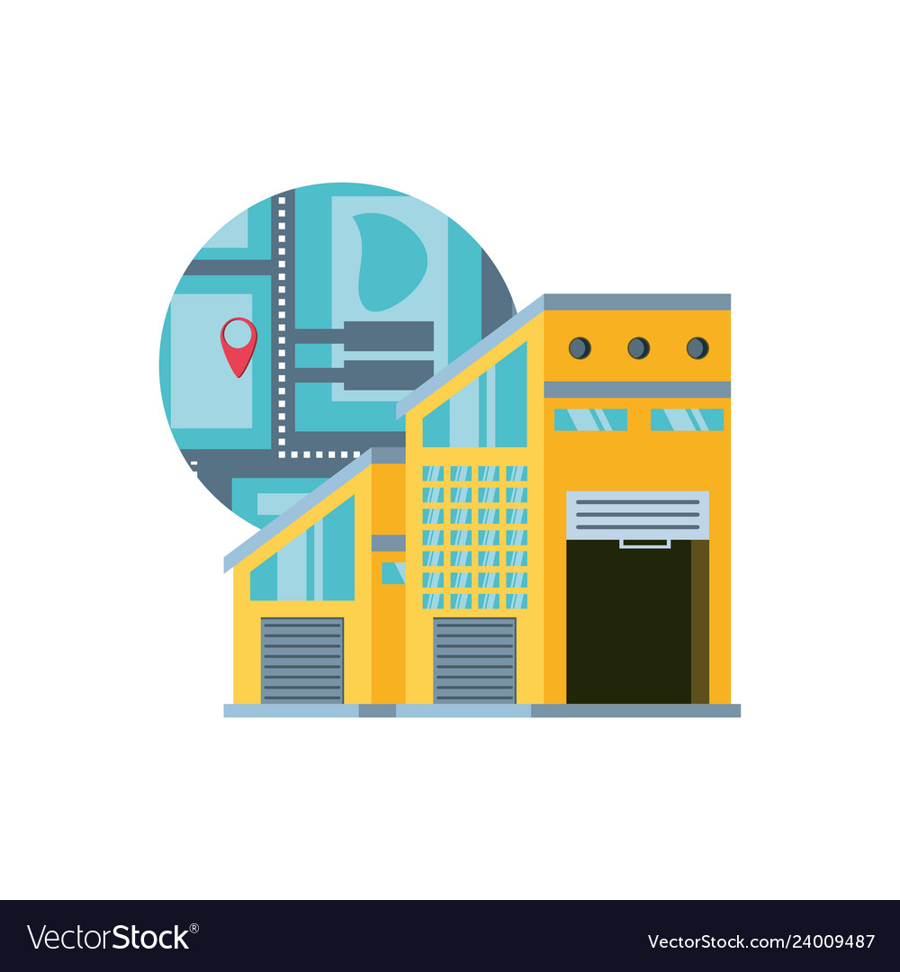 Warehouse building with map guide