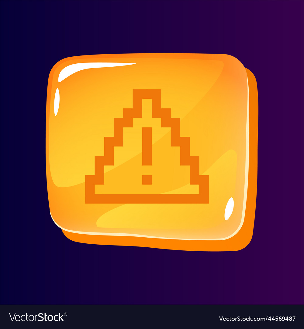 Warning glossy ui button with pixelated icon