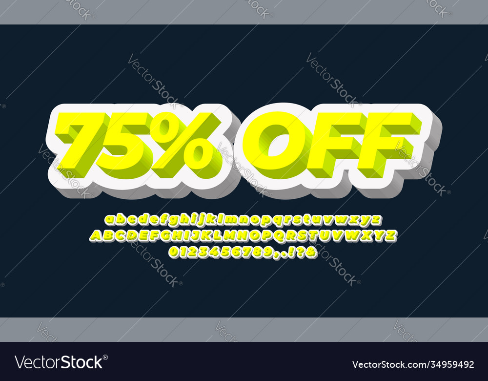 75 off sale discount promotion 3d white yellow