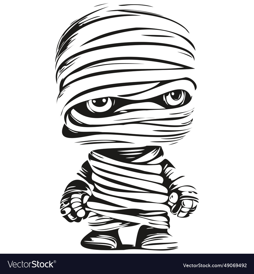 Black and white mummy art for halloween projects Vector Image