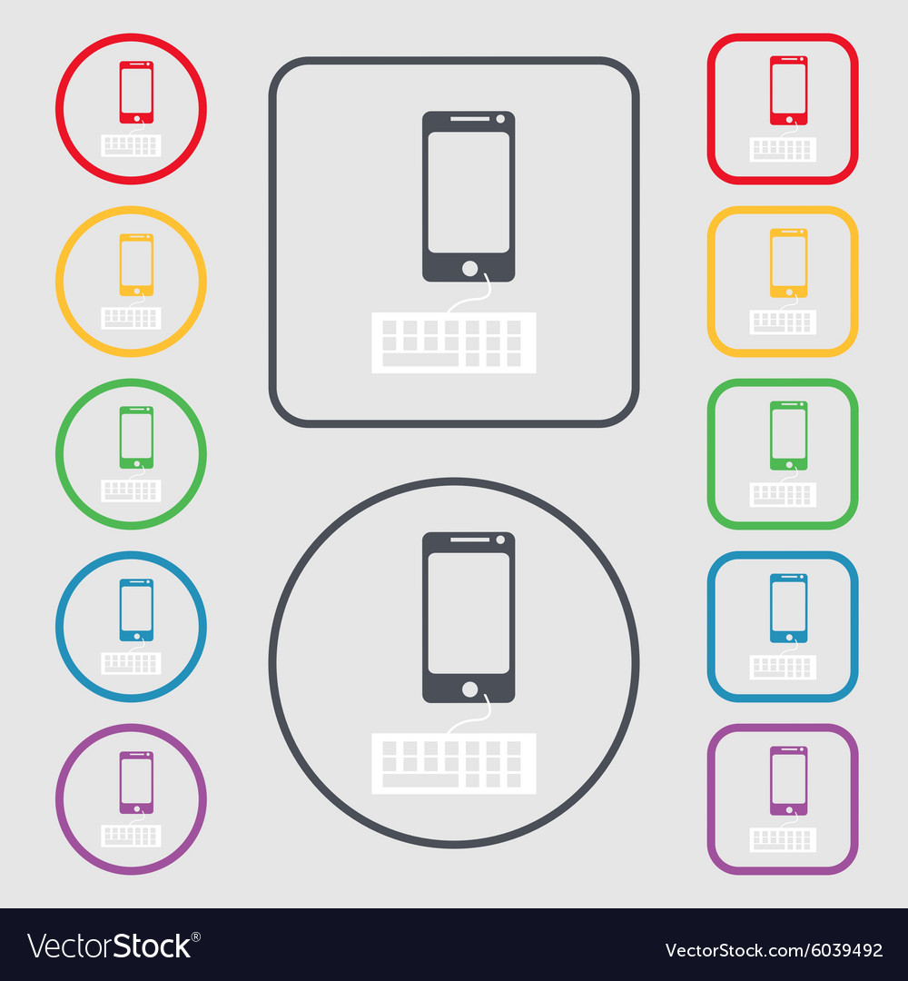 Computer keyboard and smatphone icon symbols
