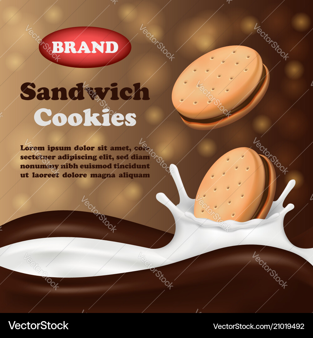Cookies biscuit vertical banner realistic style Vector Image