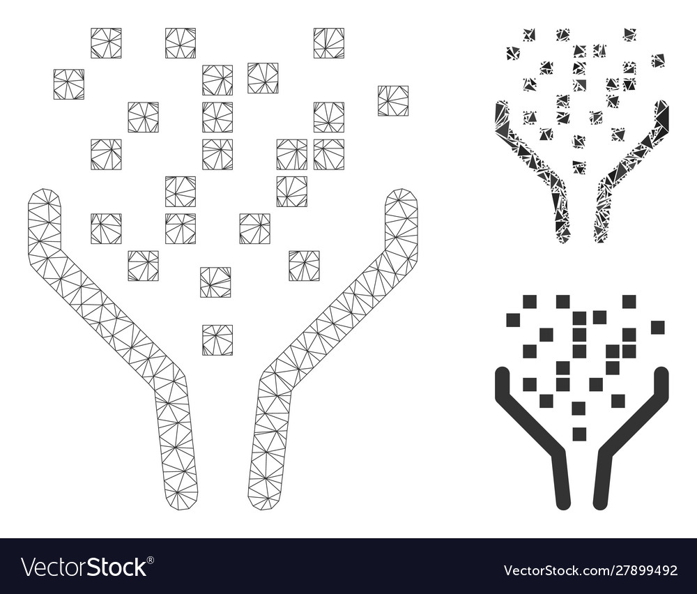 Data processing funnel mesh carcass model vector image Data processing funnel mesh carcass model