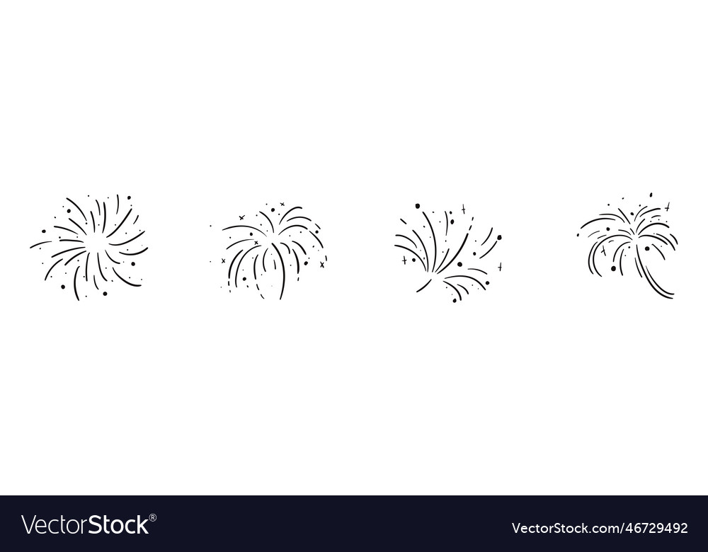 Doodle fireworks in style hand drawn