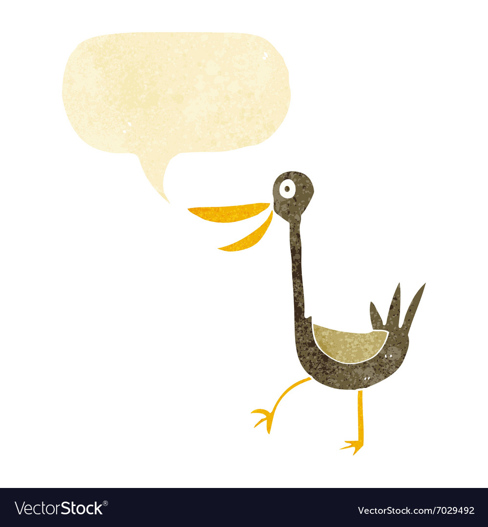 Funny cartoon duck with speech bubble