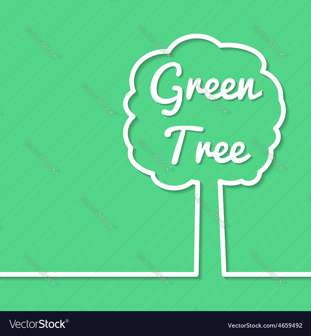 Green Tree Abstract Line Art Simple Poster Design Vector Image