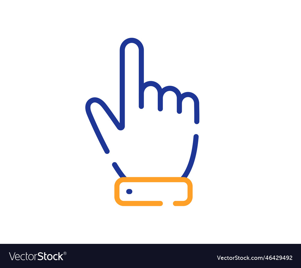 Hand cursor line icon click action sign vector image Hand cursor line icon click action sign