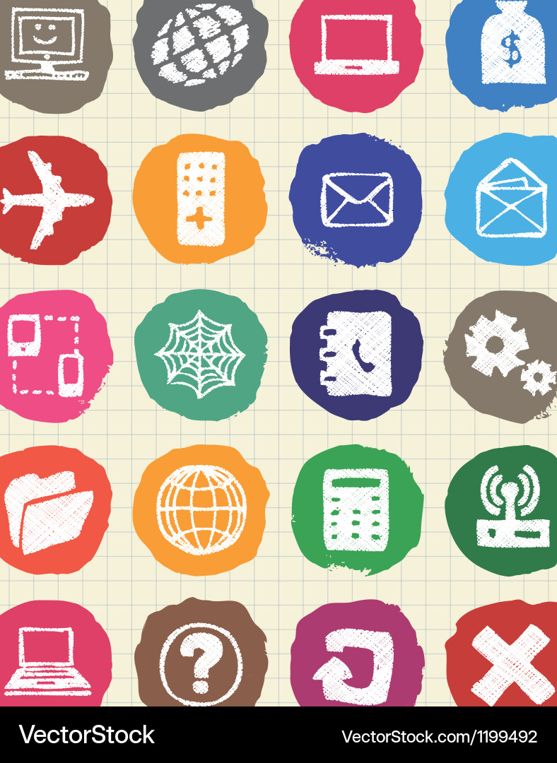Internet icons set drawn by chalk Royalty Free Vector Image