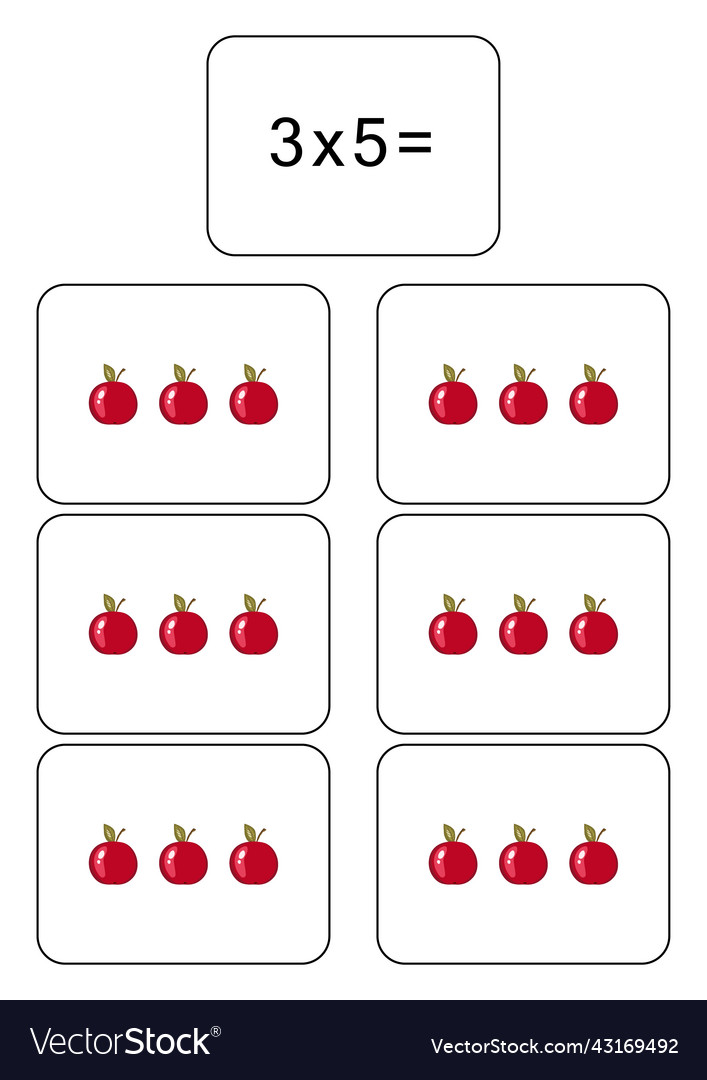 Multiplication table of 3 maths card Royalty Free Vector