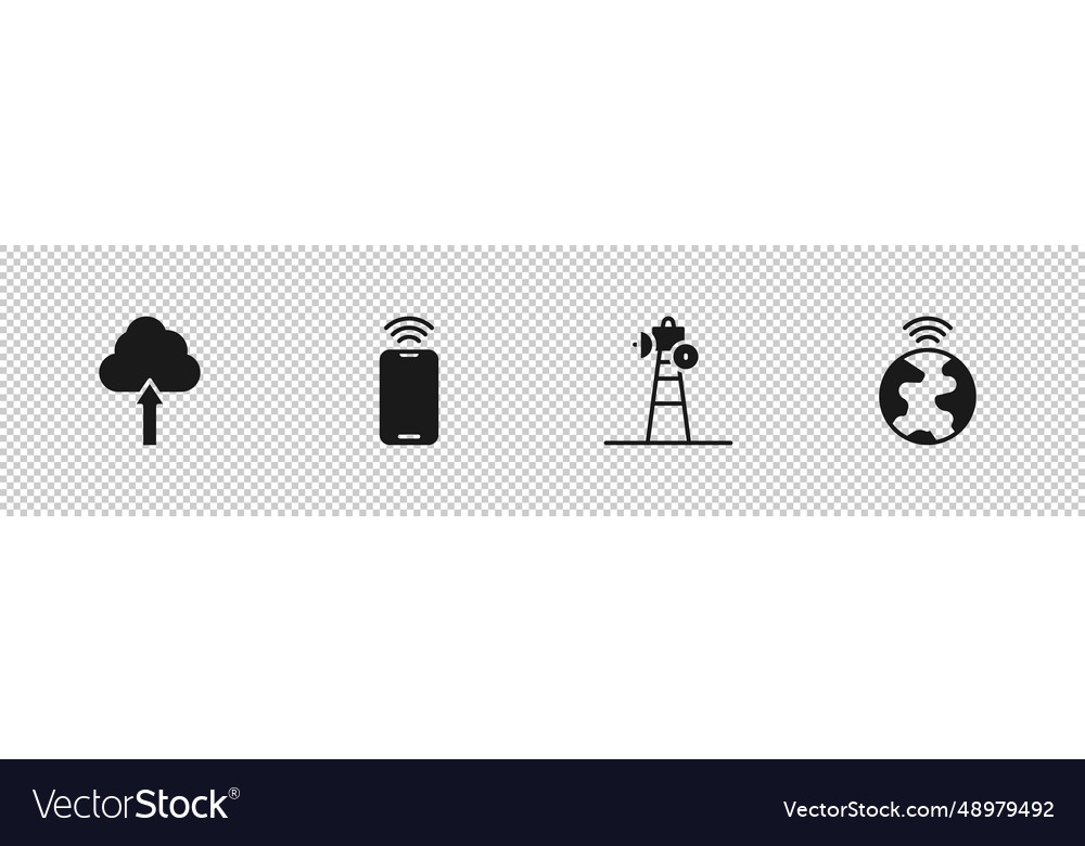 Set cloud upload mobile with wi-fi wireless Vector Image Set cloud upload mobile with wi-fi wireless
