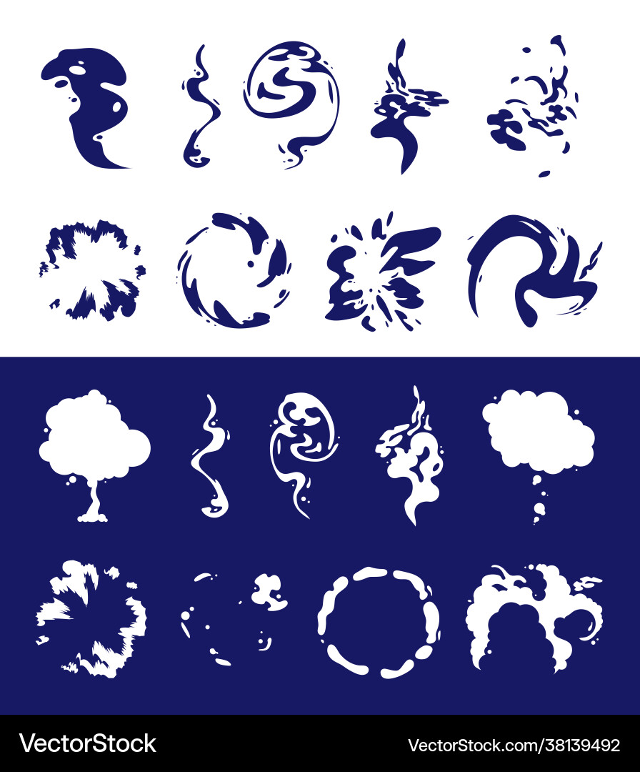 Special effects template smoke set cartoon steam Vector Image