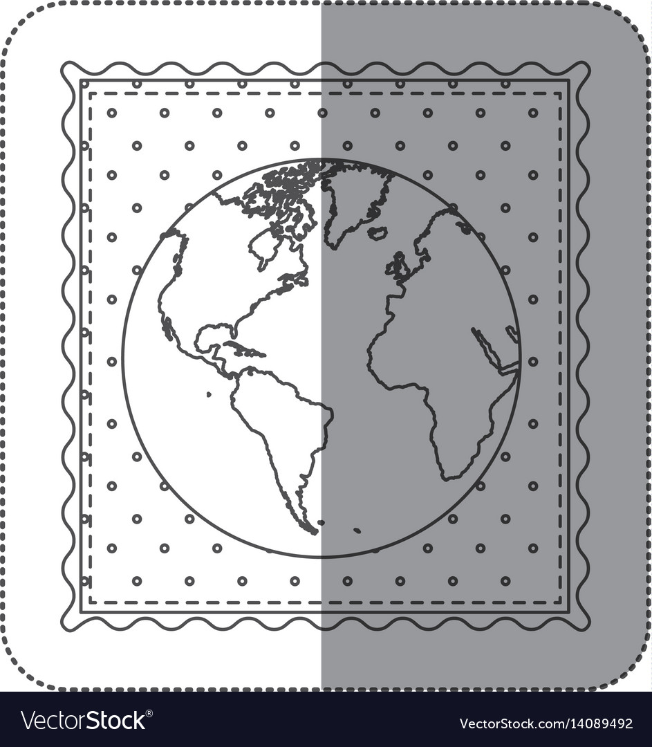 Sticker contour frame of world map with background