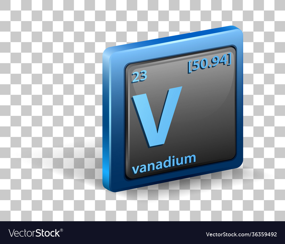 Vanadium chemical element chemical symbol Vector Image