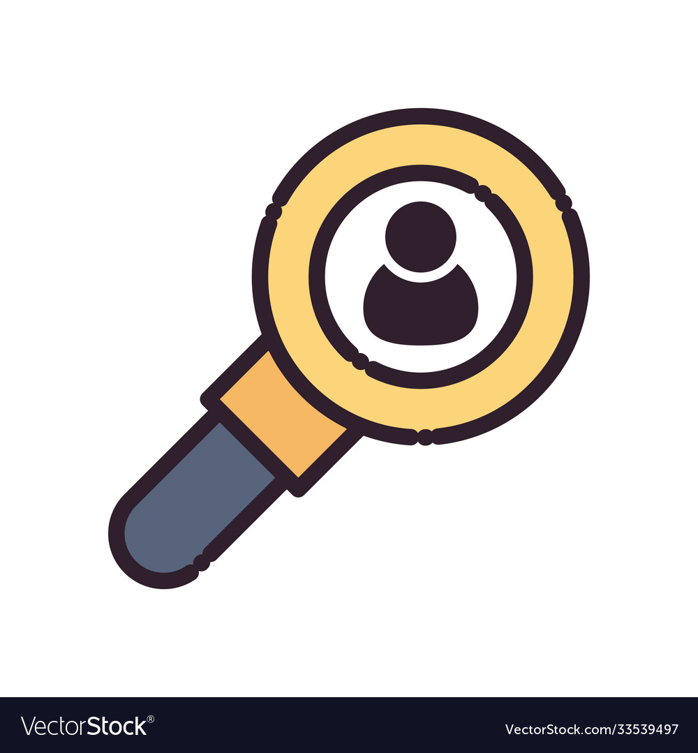 Avatar in lupe line and fill style icon vector image Avatar in lupe line and fill style icon