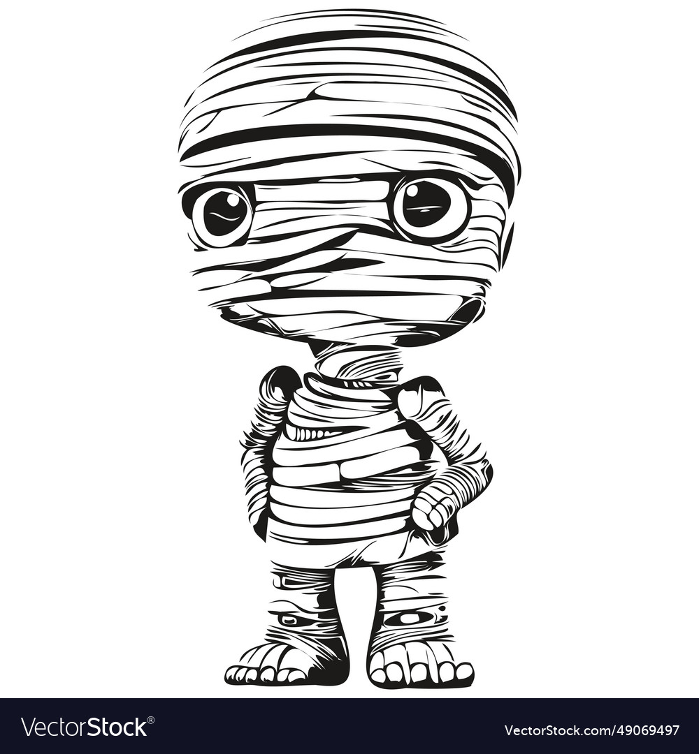 Black And White Mummy Portrait For Halloween Vector Image