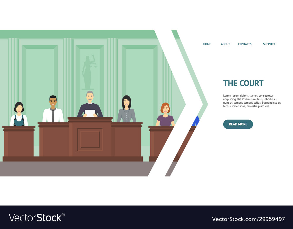 Cartoon color court landing web page template