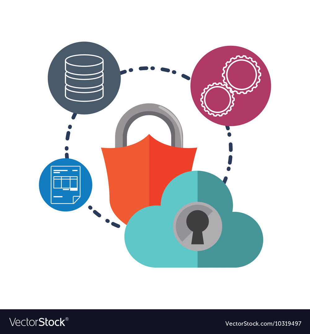 Cloud computing padlock web hosting design