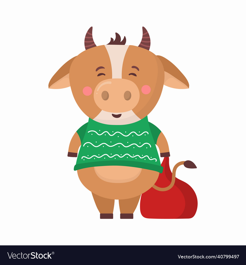 Color bulls chinese new year 2021 cow with horns vector image Color bulls chinese new year 2021 cow with horns